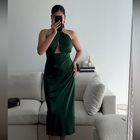 New Shona Joy Emerald Silk Dress - Picture 4 of 4